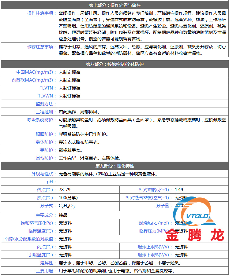 乙醇酸安全技术说明书(图2)