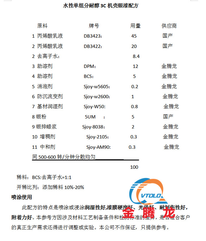 水性单组分耐醇3C机壳银漆配方(图1)